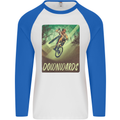 Downhill Mountain Biking DH Cycling Bicycle Mens L/S Baseball T-Shirt White/Royal Blue