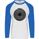 Vinyl Music Sound Waves Turntable Decks DJ Mens L/S Baseball T-Shirt White/Royal Blue