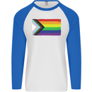 LGBTQ Flag Gay Pride Awareness Day LGBTQ Mens L/S Baseball T-Shirt White/Royal Blue