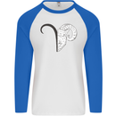 Aries Goat Head Star Sign Mens L/S Baseball T-Shirt White/Royal Blue