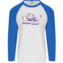 Maybe Never Lazy Cat Sleeping Mens L/S Baseball T-Shirt White/Royal Blue