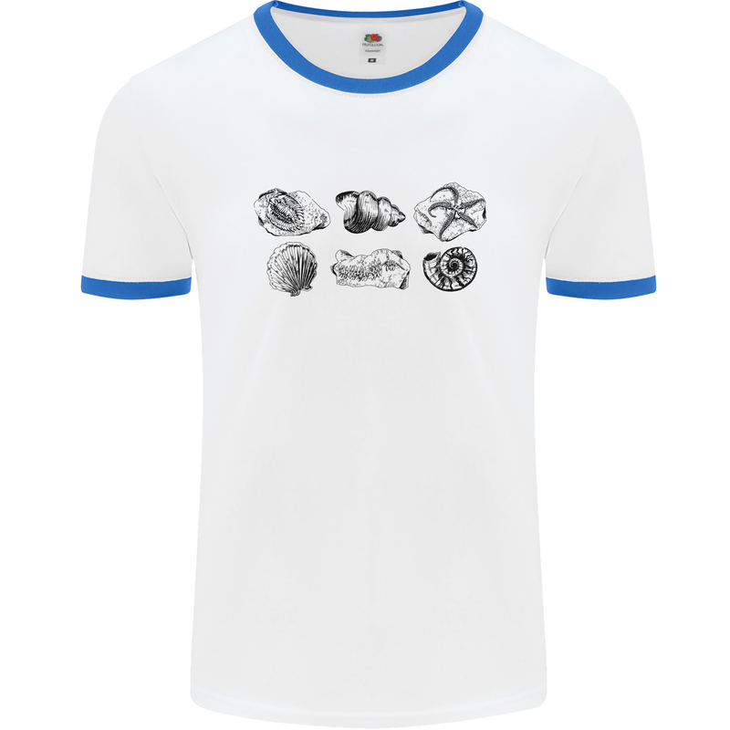 Fossil Set Palaeontologist Palaeontology Mens Ringer T-Shirt White/Royal Blue