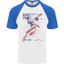 American Volleyball Player USA Flag Mens S/S Baseball T-Shirt White/Royal Blue