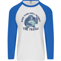 Offensive Turtle Climate Change Environment Mens L/S Baseball T-Shirt White/Royal Blue