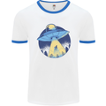 Funny Alien Abduction UFO Mens Ringer T-Shirt White/Royal Blue