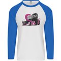 Honey Badger Mens L/S Baseball T-Shirt White/Royal Blue