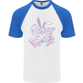 Happy Easter Cool Rabbit Ears and Feet Mens S/S Baseball T-Shirt White/Royal Blue