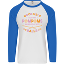Bad Girls Play With Pool Balls 9-Ball Mens L/S Baseball T-Shirt White/Royal Blue