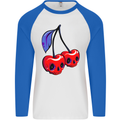 Cherry Skulls Mens L/S Baseball T-Shirt White/Royal Blue