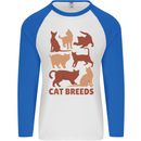 Cat Breeds Mens L/S Baseball T-Shirt White/Royal Blue