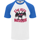 I've Seen Mothman Mens S/S Baseball T-Shirt White/Royal Blue