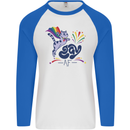 Cat Gay AF LGBT Gay Pride Mens L/S Baseball T-Shirt White/Royal Blue