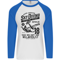 Skydiving Extreme Sports Skydiver Freefall Mens L/S Baseball T-Shirt White/Royal Blue