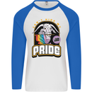 Can't Hide My Pride LGBT Gay Awareness Mens L/S Baseball T-Shirt White/Royal Blue