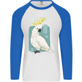 A Cockatoo Mens L/S Baseball T-Shirt White/Royal Blue