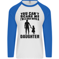 Dad With a Daughter Funny Fathers Day Mens L/S Baseball T-Shirt White/Royal Blue