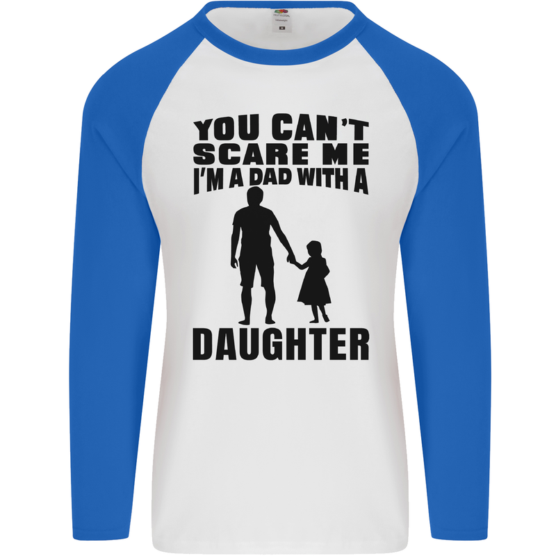 Dad With a Daughter Funny Fathers Day Mens L/S Baseball T-Shirt White/Royal Blue