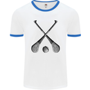 Hurling Bats and Ball Mens Ringer T-Shirt White/Royal Blue