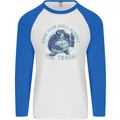 Offensive Turtle Environment Climate Change Mens L/S Baseball T-Shirt White/Royal Blue