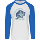 Offensive Turtle Environment Climate Change Mens L/S Baseball T-Shirt White/Royal Blue