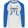 Astronaut Fancy Dress Costume Mens L/S Baseball T-Shirt White/Royal Blue