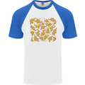 Chicken Nugget Dinosaurs Mens S/S Baseball T-Shirt White/Royal Blue