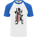 Knights Templar With Broad Sword Mens S/S Baseball T-Shirt White/Royal Blue