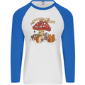 Christmas Hedgehog Toadstool Mouse Mens L/S Baseball T-Shirt White/Royal Blue