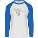Kangaroo Ecology Mens L/S Baseball T-Shirt White/Royal Blue