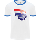 Curled Croatia Flag Croatian Day Football Mens Ringer T-Shirt White/Royal Blue