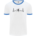 Ballet Dancer ECG Dancing Ballerina Pulse Mens Ringer T-Shirt White/Royal Blue