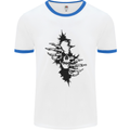 A Skull From a Ripped Shirt Gothic Goth Biker Mens Ringer T-Shirt White/Royal Blue