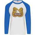 Chess T-Rex Dinosaur Mens L/S Baseball T-Shirt White/Royal Blue