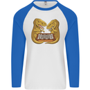 Chess T-Rex Dinosaur Mens L/S Baseball T-Shirt White/Royal Blue