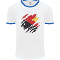 Torn Papua New Guinea Flag Day Football Mens Ringer T-Shirt White/Royal Blue