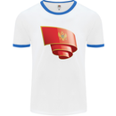 Curled Montenegro Flag Montenegrin Day Football Mens Ringer T-Shirt White/Royal Blue
