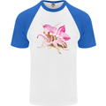 An Orchid Mantis Mens S/S Baseball T-Shirt White/Royal Blue