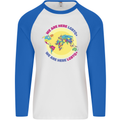 We Are Here LGBT Mens L/S Baseball T-Shirt White/Royal Blue