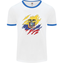 Torn Ecuador Flag Ecuadorian Day Football Mens Ringer T-Shirt White/Royal Blue