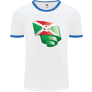 Curled Burundi Flag Burundians Day Football Mens Ringer T-Shirt White/Royal Blue