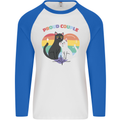 LGBT Proud Couple Funny Gay Cats Mens L/S Baseball T-Shirt White/Royal Blue