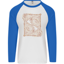 Gemini Faces Star Sign Astrological Zodiac Mens L/S Baseball T-Shirt White/Royal Blue