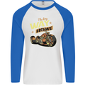 Long Way Home Motorcycle Chopper Biker Mens L/S Baseball T-Shirt White/Royal Blue