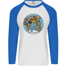 It's Never Too Late Climate Change Mens L/S Baseball T-Shirt White/Royal Blue