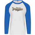 A Bolan Fish Fishing Fisherman Mens L/S Baseball T-Shirt White/Royal Blue