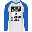 Levels of Wildness Libra Mens L/S Baseball T-Shirt White/Royal Blue