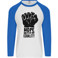Hope for Equality Black Lives Matter LGBT Mens L/S Baseball T-Shirt White/Royal Blue