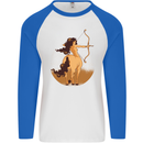 Sagittarius Woman Zodiac Star Sign Mens L/S Baseball T-Shirt White/Royal Blue