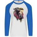 African Elephant Ecology Mens L/S Baseball T-Shirt White/Royal Blue