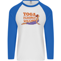 Funny Inspirational Yoga Mens L/S Baseball T-Shirt White/Royal Blue